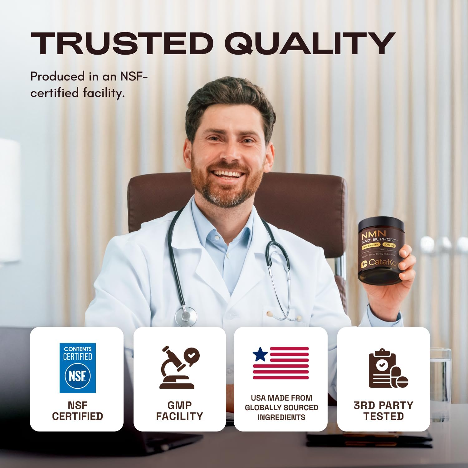 NMN Supplement 1000mg – 4-in-1 NAD Supplement with Quercetin | TMG | Resveratrol – NMNH Alternative – Supports Cellular Energy & NAD+ Levels – 60 Capsules – Third-Party Tested (1 Pack) - Image 5