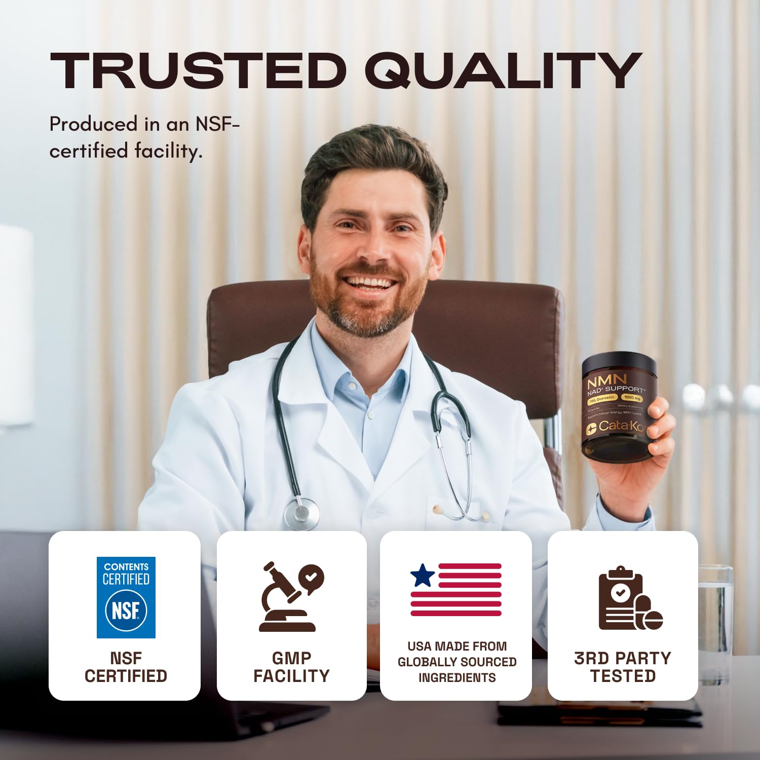 NMN Supplement 1000mg – 4-in-1 NAD Supplement with Quercetin | TMG | Resveratrol – NMNH Alternative – Supports Cellular Energy & NAD+ Levels – 60 Capsules – Third-Party Tested (1 Pack)