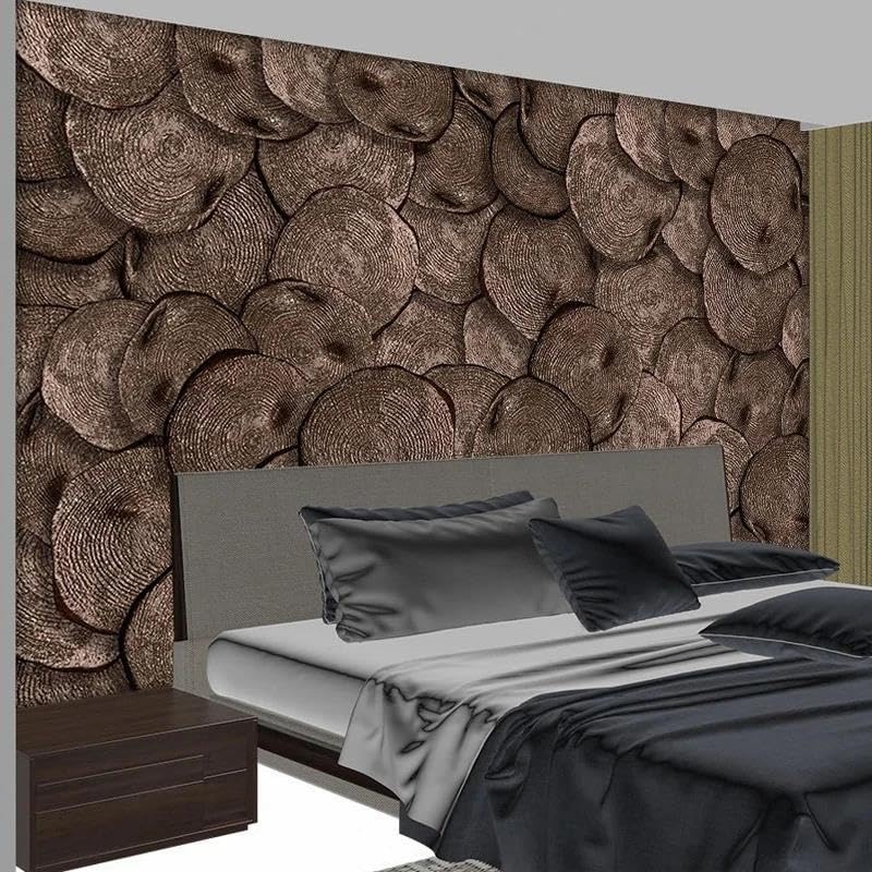 Papier peint en bois 3D intissé pour mur de salon et chambre