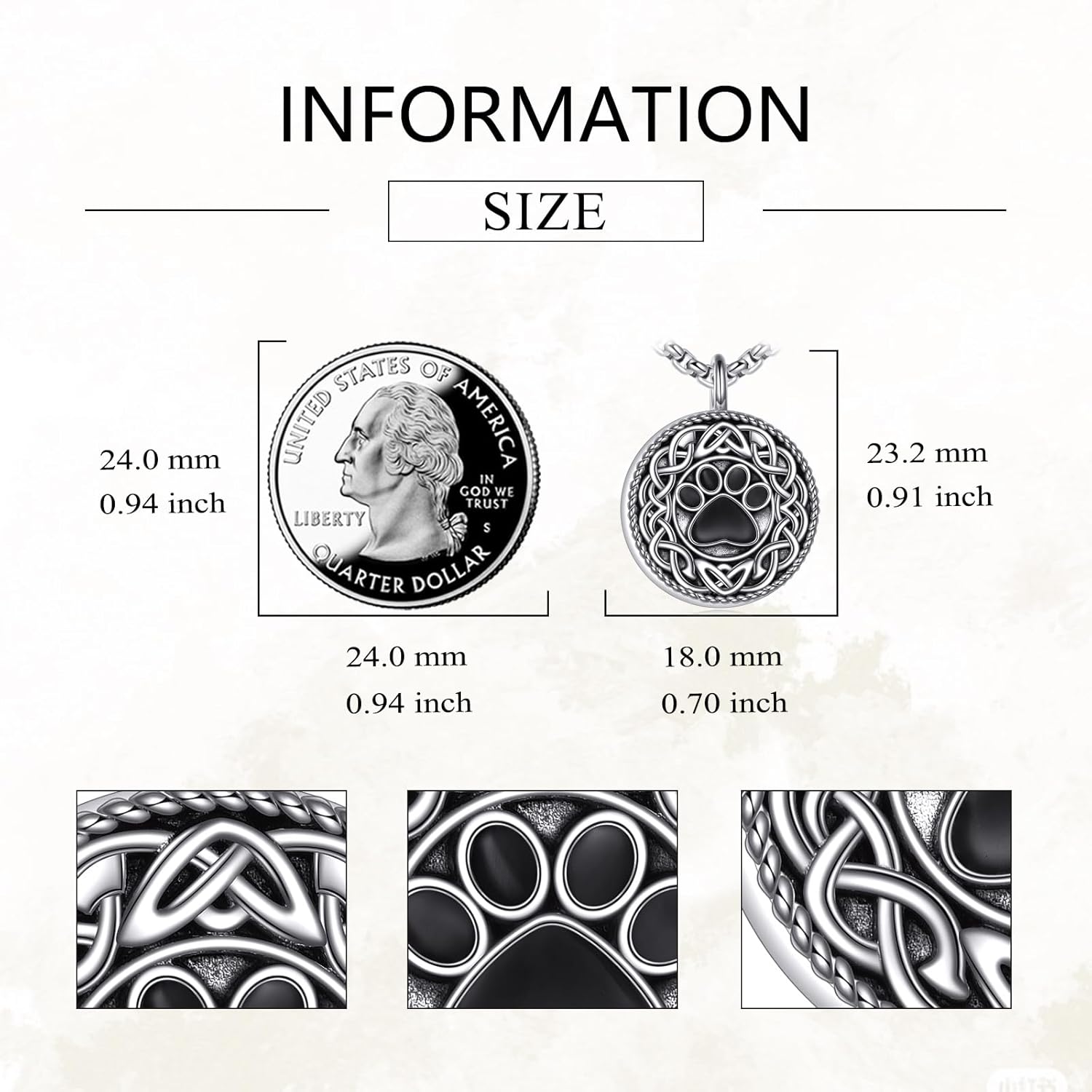 Urn Necklace for Dog Ashes 925 Sterling Silver Paw Print Ash Keepsake Pendant Celtic Knot Coin Pet Cremation Jewelry for Women Men - Image 4