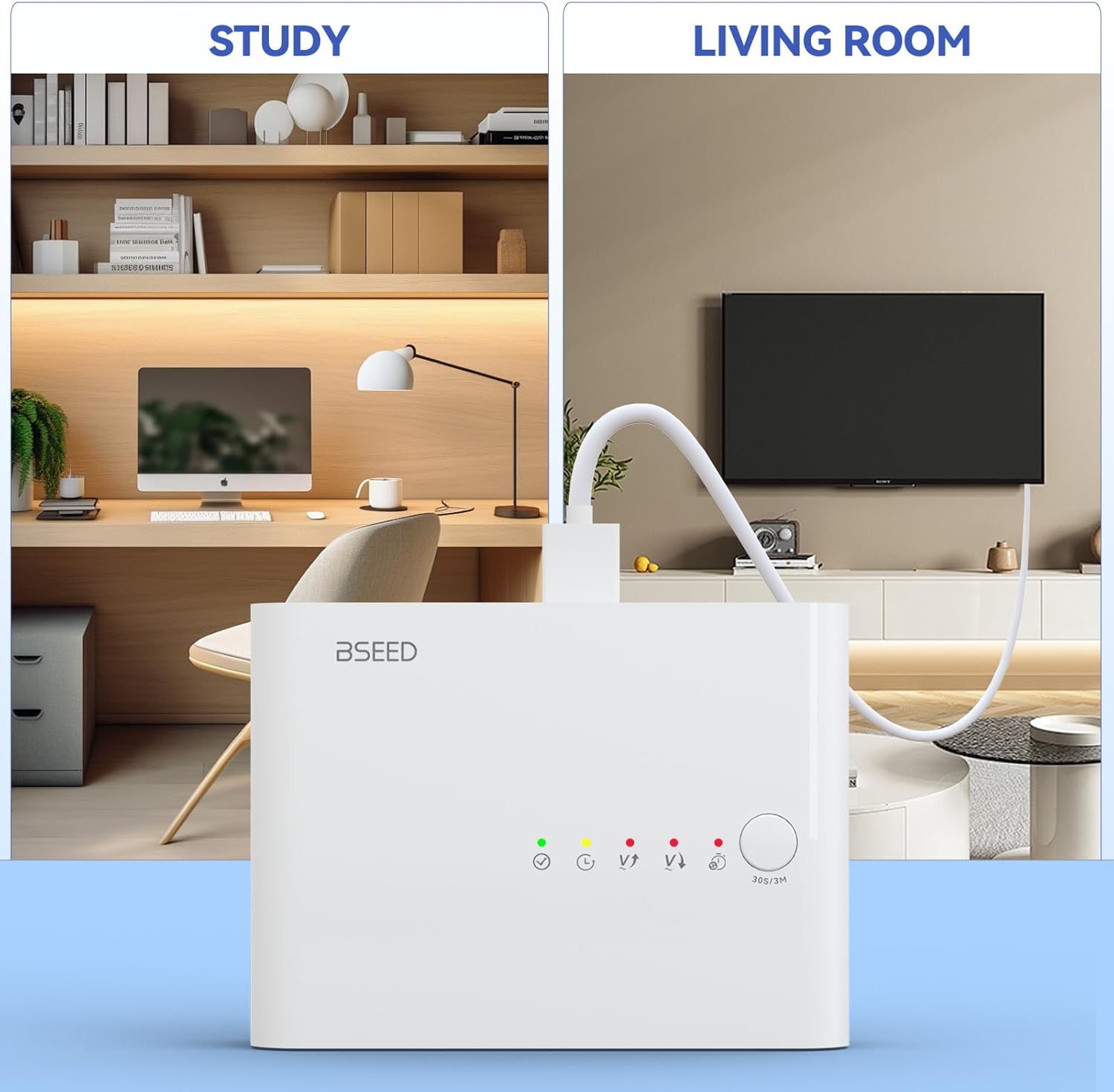 BSEED Surge Protector Outlet Extender, 3 Outlet Wall Surge Protector with 2 USB（1USB 1Type C, 2 HDMI, Multi Plug Voltage Protector for TV/PC/Refrigerator/Xbox/PS5, 15A,120V, 1800W