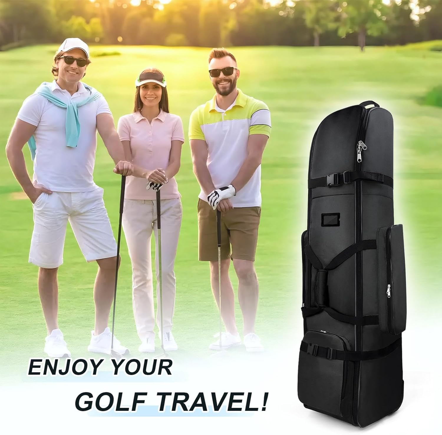 Genérico Golf Travel Bag - Golf Club Travel Case | Airline Travel Cover | Travel Bag Case | Tear Resistant Fabric Box with Secure Zippers, Luggage