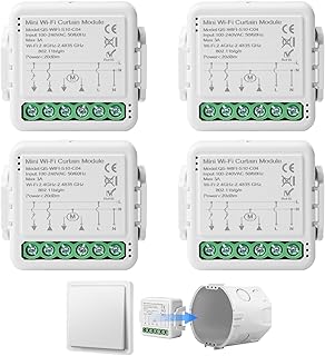 4 Stk WiFi-Smart-Einbauschalter Rolladenschalter Modul mit Laufzeiteinstellung für Vorhänge Jalousien Markisen Kompatibel Google Home/Smart Life/Tuya
