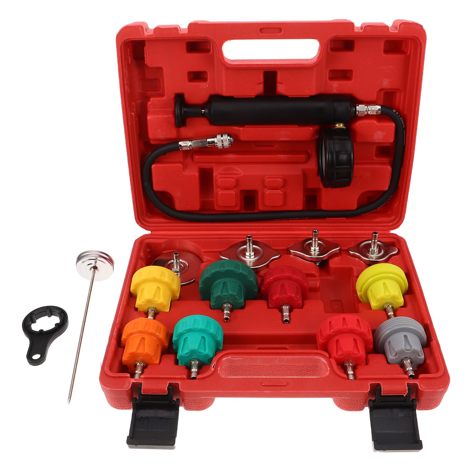 Alasum Kit Tester Pressione Radiatore per Diagnostica Perdite Sistema Raffreddamento Materiale Metallo e Plastico per Professionisti e Appassionati Fai-da-Te