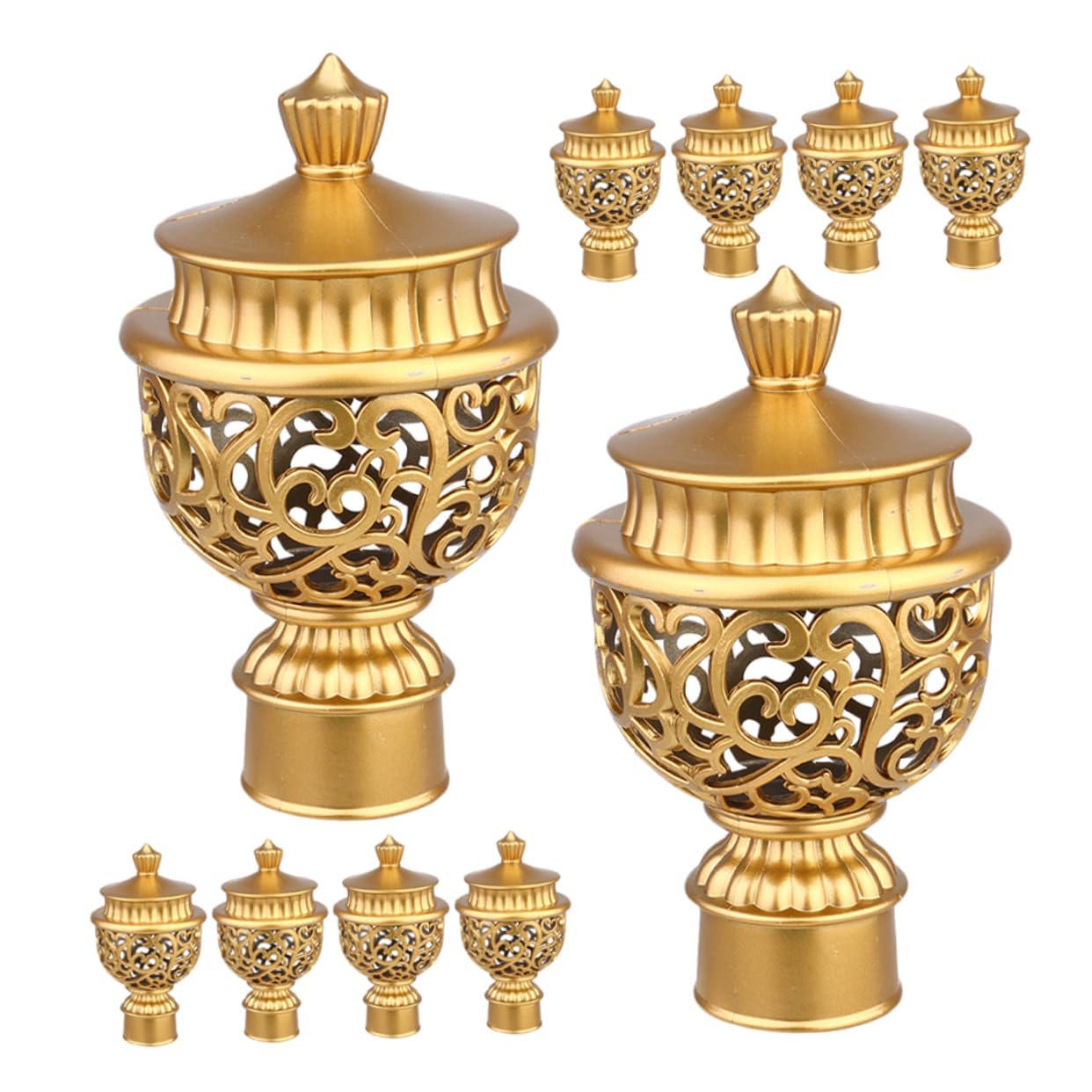Zerodeko 10pcs Decorative Curtain Rod Caps Elegant European Style Finials for Drapery Pole Ends Enhance Home Decor with Versatile Compatibility for Window Treatments