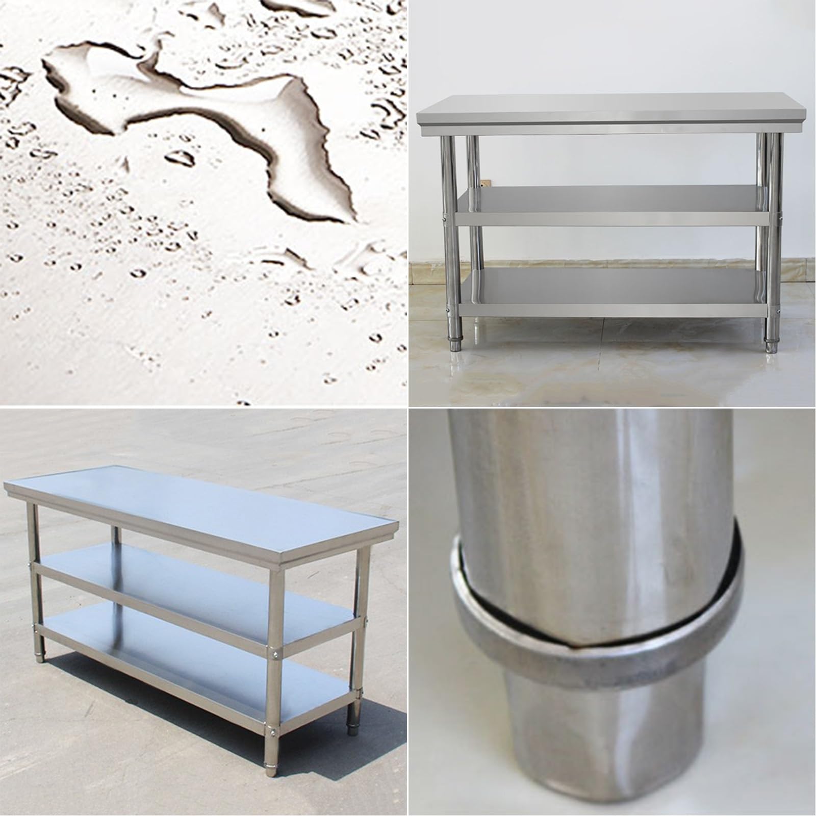Chef Prep Table Stainless Steel Work Table - 3-Tier With Adjustable ...