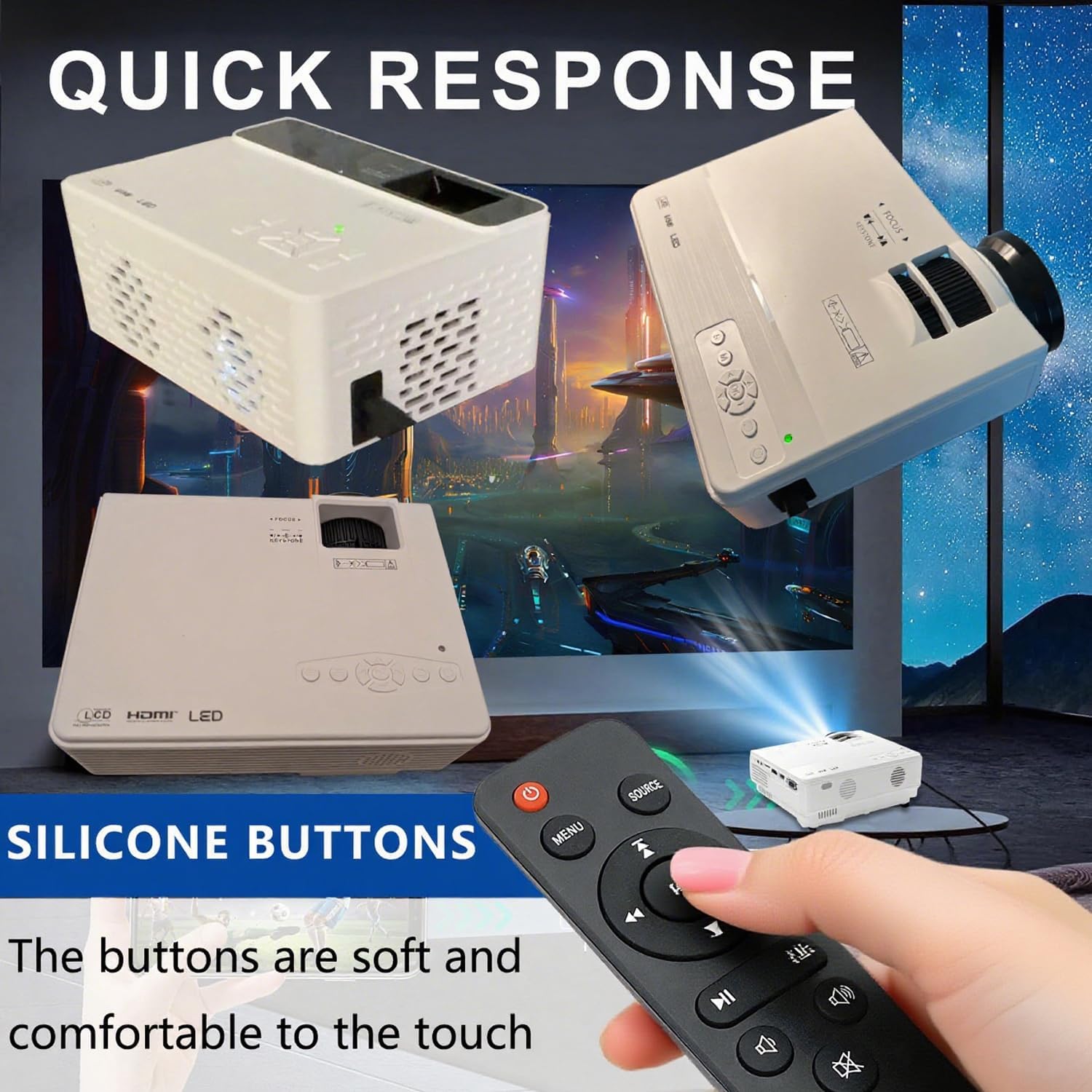 Replacement Remote for Mini Projector,Compatible with TMY V08,AuKing M8-F,NISOO M10,PANSEBA HI-04 Mini Projector.(1Pack)