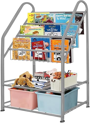 Miniatura 18 de aboxoo Estantería de Metal para Niños Independiente para Habitación de Niños de 25 Pulgadas Estantería Blanca para Niños Pequeños Organizador de