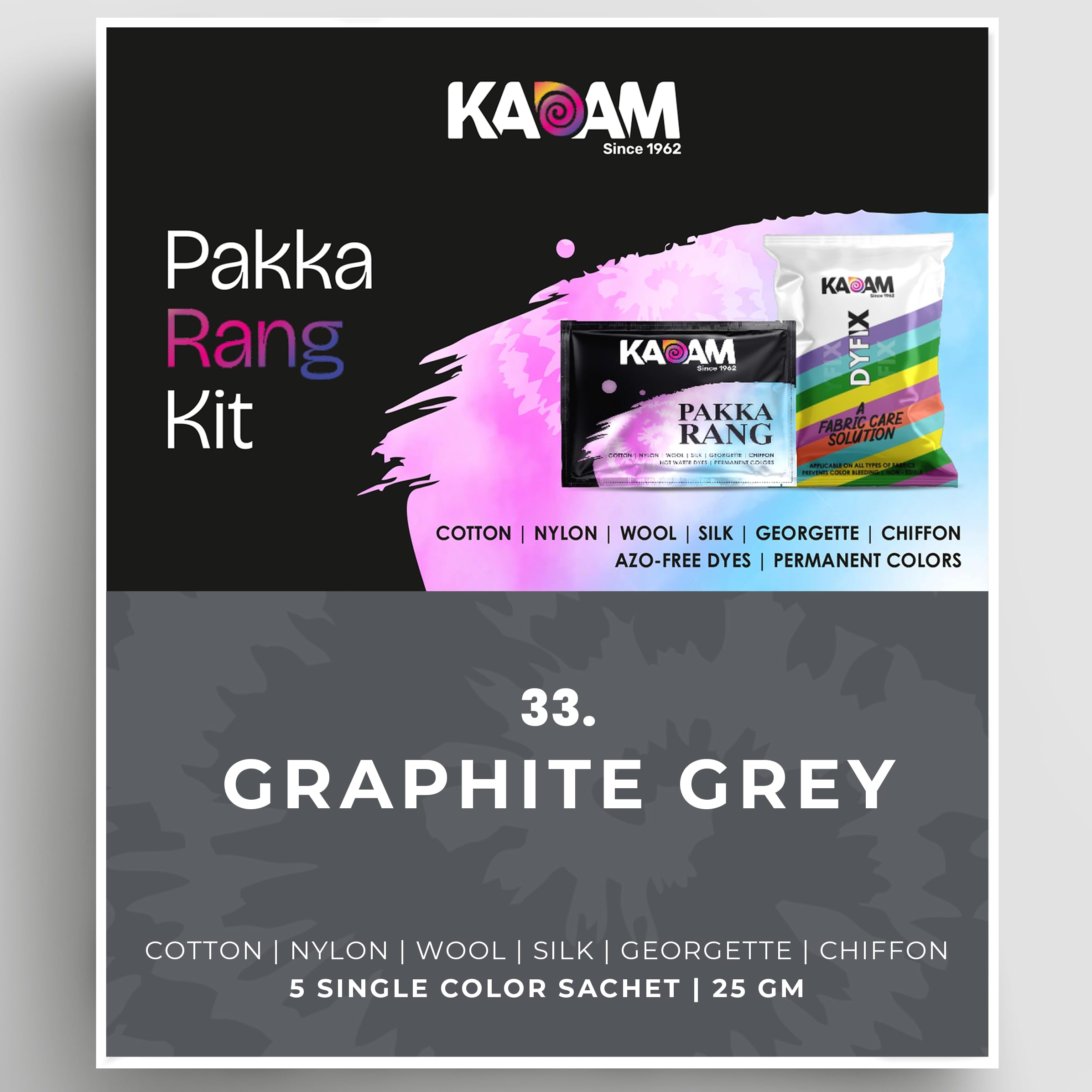 Kadam Pakka Rang Fabric Dye Colour | 25g Pack | Includes DyFix Color Fixer | Permanent Fabric Dyes for Old Faded Jeans and Clothes (Graphite Grey)-image-29