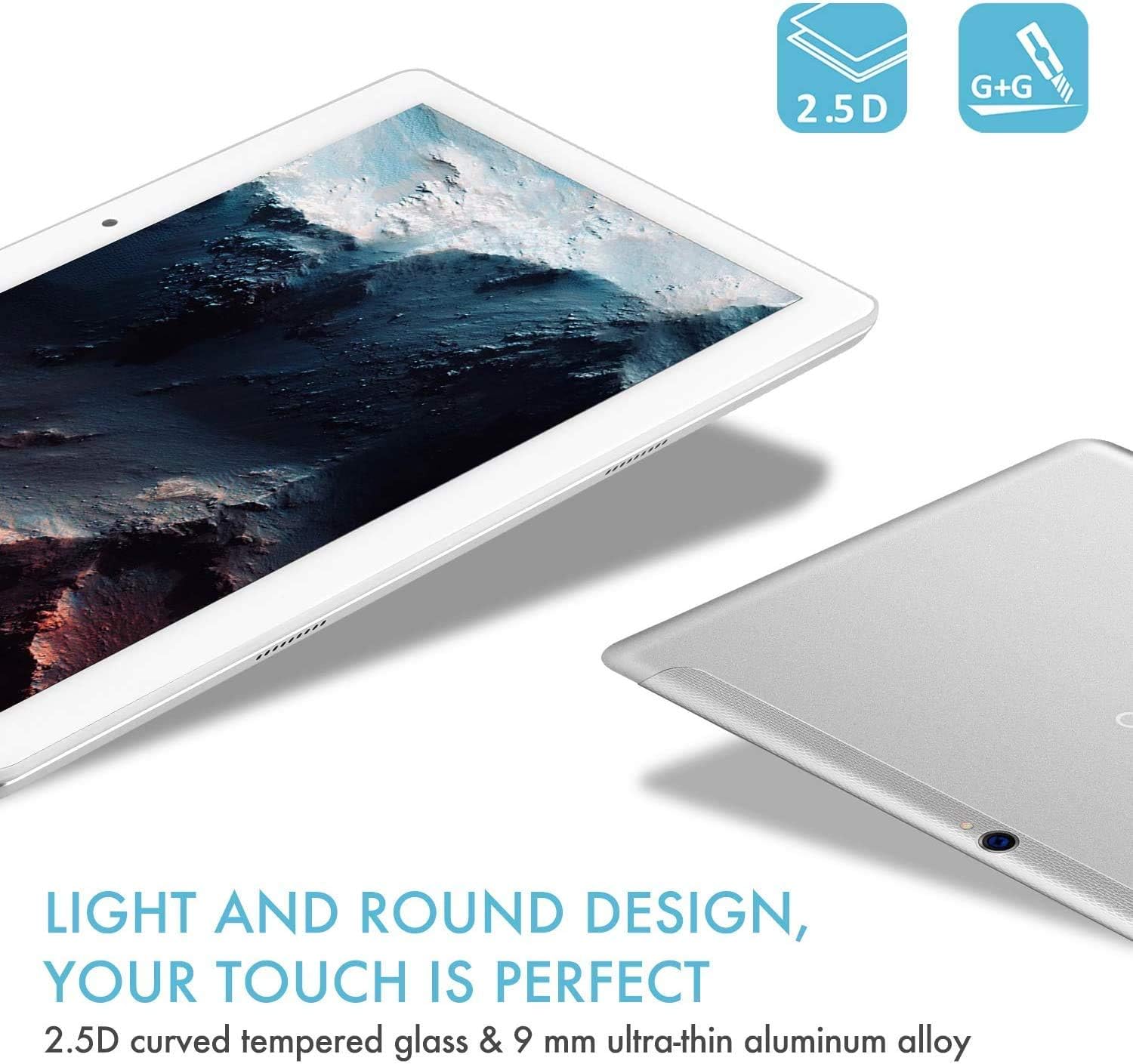 TOSCIDO Tablet 10 Pollici 4G LTE Octa Core 1.6GHz Tablet Android 10.0,4GB RAM,64GB ROM,Dual Sim,WiFi,Tastiera Wireless | Mouse | Cover per Tablet M863 e Altro Inclusa - Argento