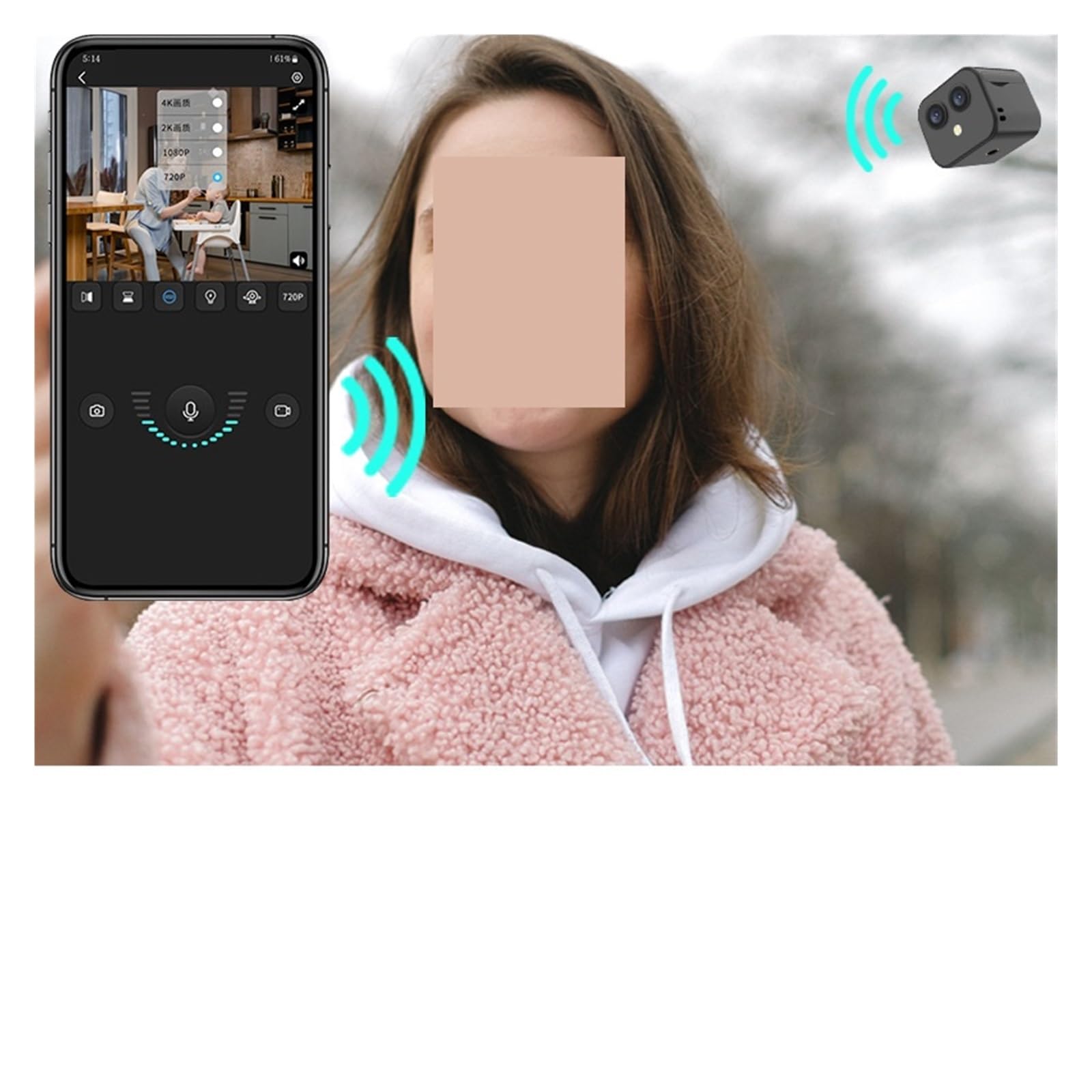 Kamera Wi-Fi HD 4K Z Dwoma Obiektywami, Inteligentna, Bezprzewodowa, Zdalna Elektroniczna Niania Z łatwością Uchwyć Wspaniałe Chwile