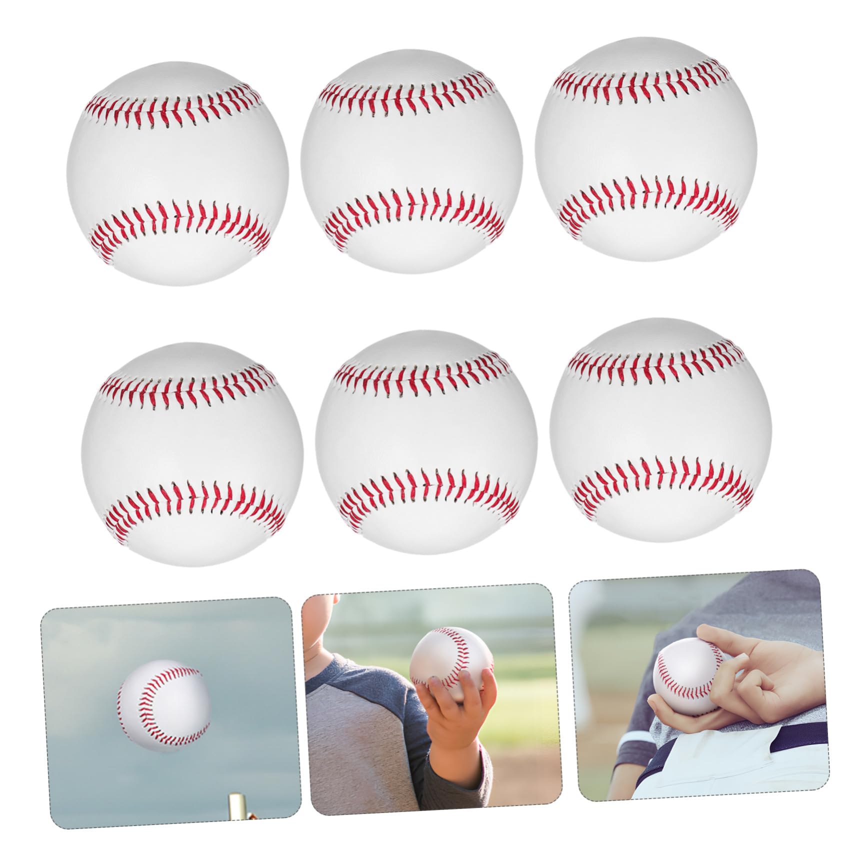 Toddmomy Pelota de Entrenamiento de Béisbol 6piezas Blanco PVC