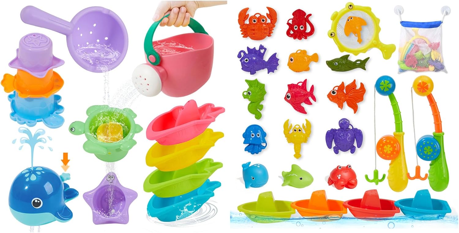 11PCS Baby Bath Toys & 22 PCS Fishing Bath Toys