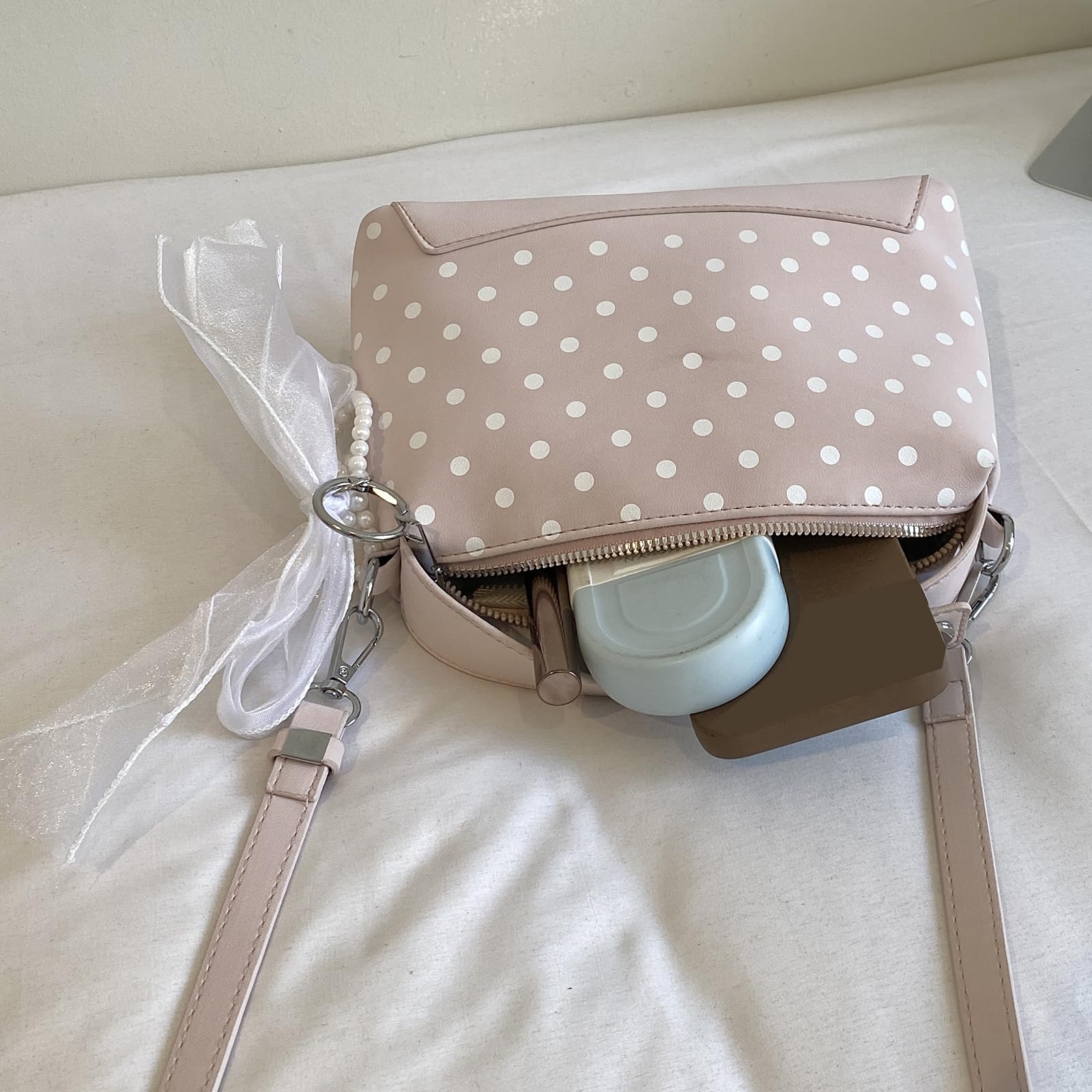Damska torba na ramię z PU w ​​kropki Torby pod pachami o dużej | Torba na ramię Pufei 22*14*7cm Zawieszka z tkaniny PU w ​​zestawie wszechstronna torba hobo pod pachami wzór w kropki na