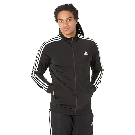 adidas Men's Essentials Warm-Up 3-Stripes Track Top, Black/White, XX-Large