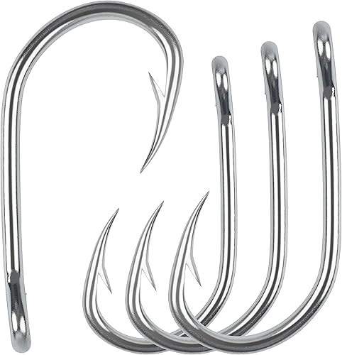 Gancho de cebo vivo de pesca, 60 piezas de anzuelo de cebo vivo, ganchos circulares fuertes de acero inoxidable afilados para agua salada