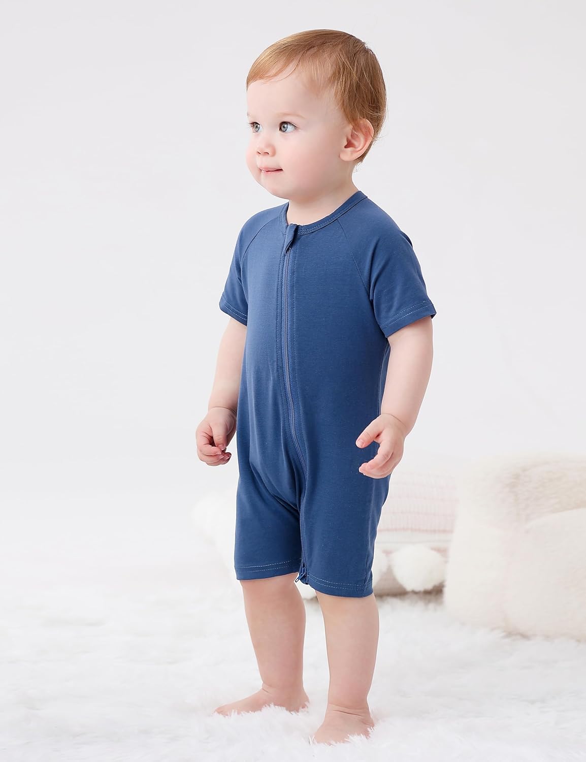 JunNeng 2 Pack Footless Long/Short Sleeve Baby Romper with Zipper Cotton Infant Sleepwear - Image 4