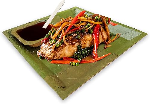 Miniatura 5 de Palash Sal Leaf - Platos cuadrados de hojas de 11 pulgadas (plato de 11 pulgadas + cuenco de 4 pulgadas + cuchara | cada 25 | total de 75 piezas