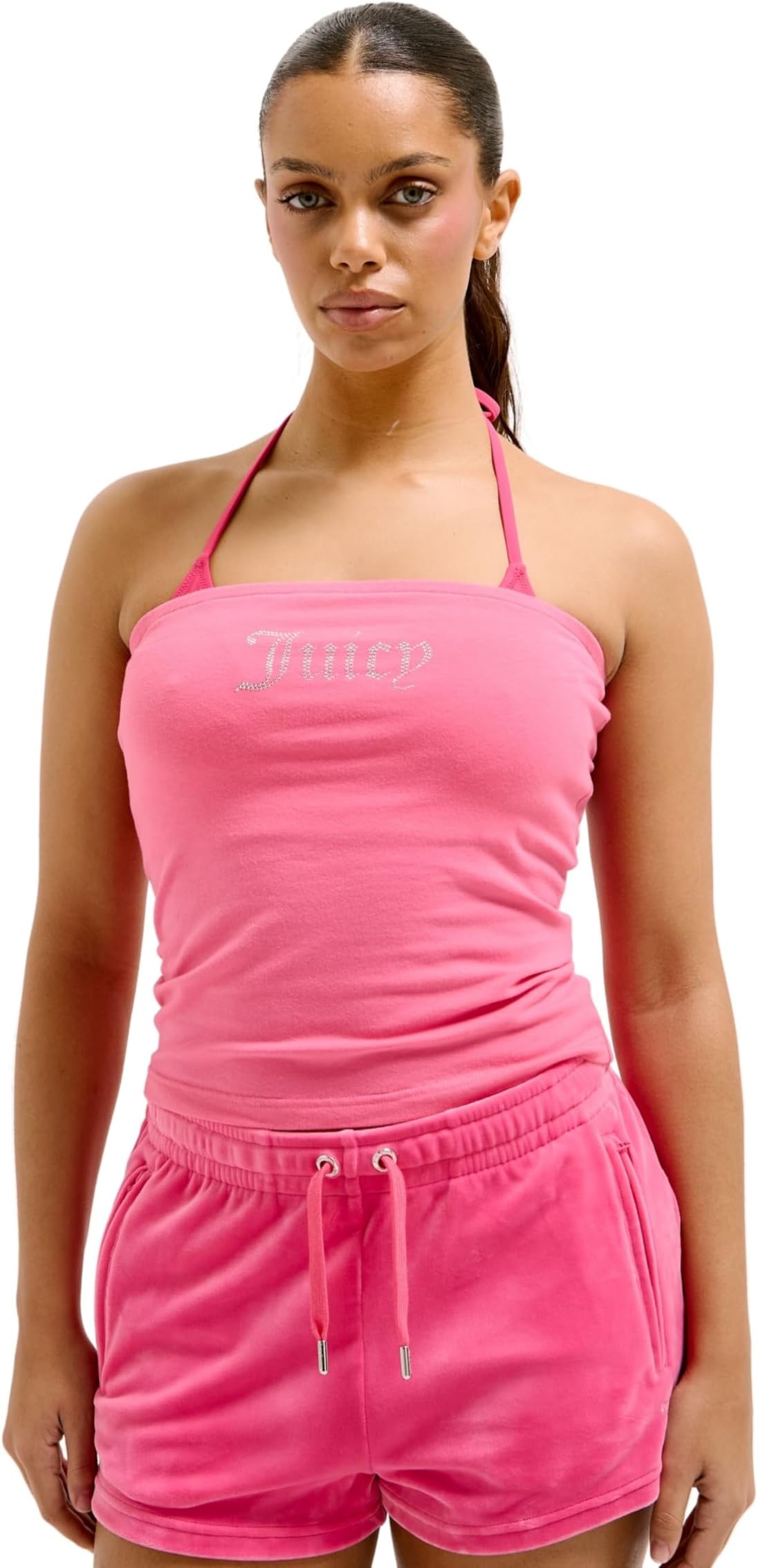 Women Babey Bandeau Top - Figubetontes T-shirt Shirt Top Oberteil mit Applikationen Versch. Farben Cami Shirt