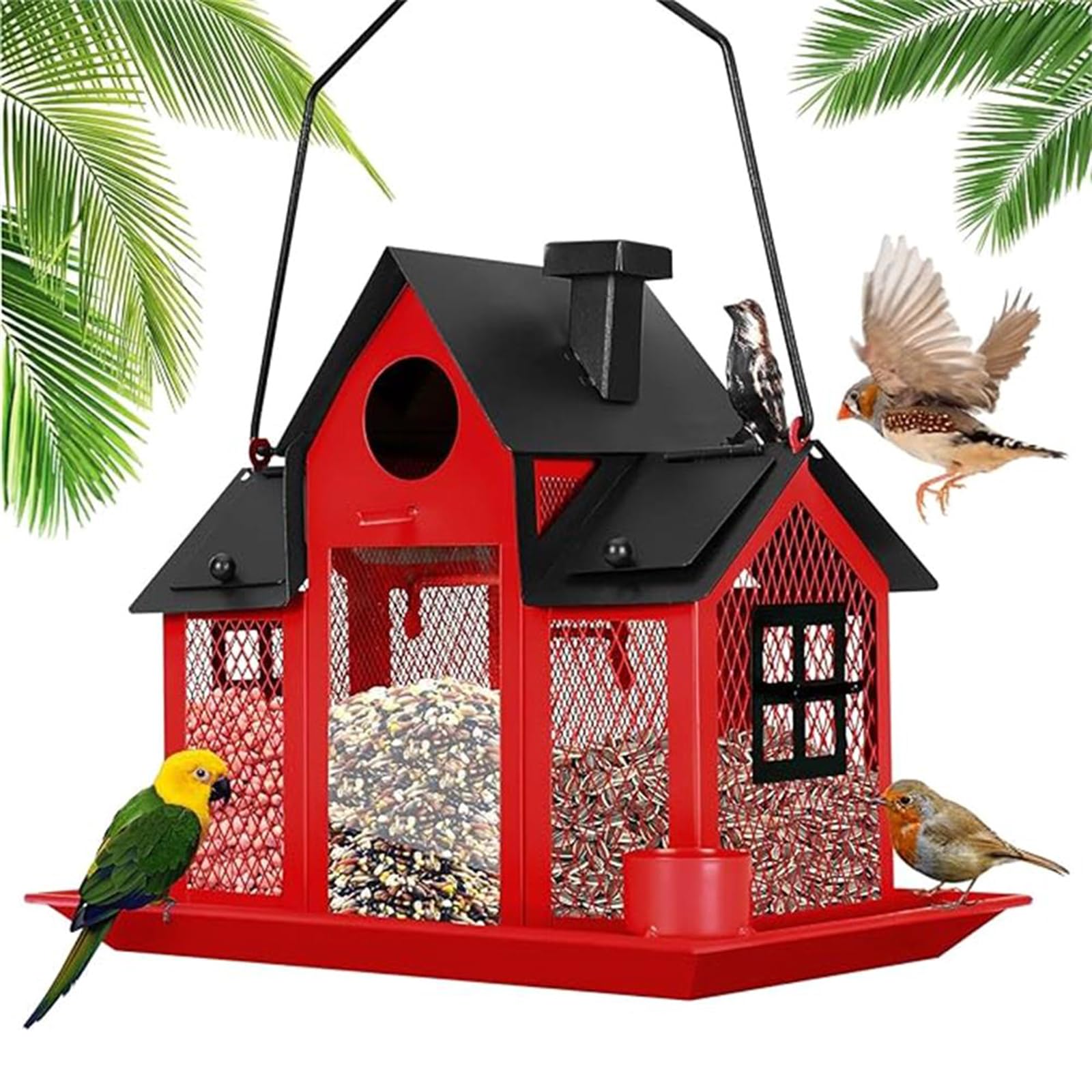 Mangeoire à oiseaux solaire de grande capacité pour l'observation du jardin