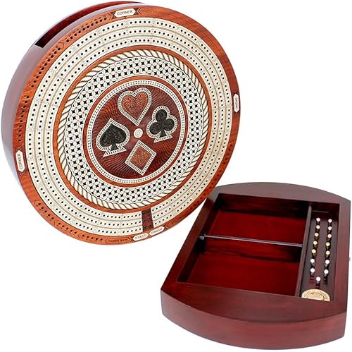 Miniatura 4 de Tabla de cuna continua de 3 pistas de forma redonda de 10" - Madera de arce/sangre - Cajón de empuje con campos de marcado de puntuación para