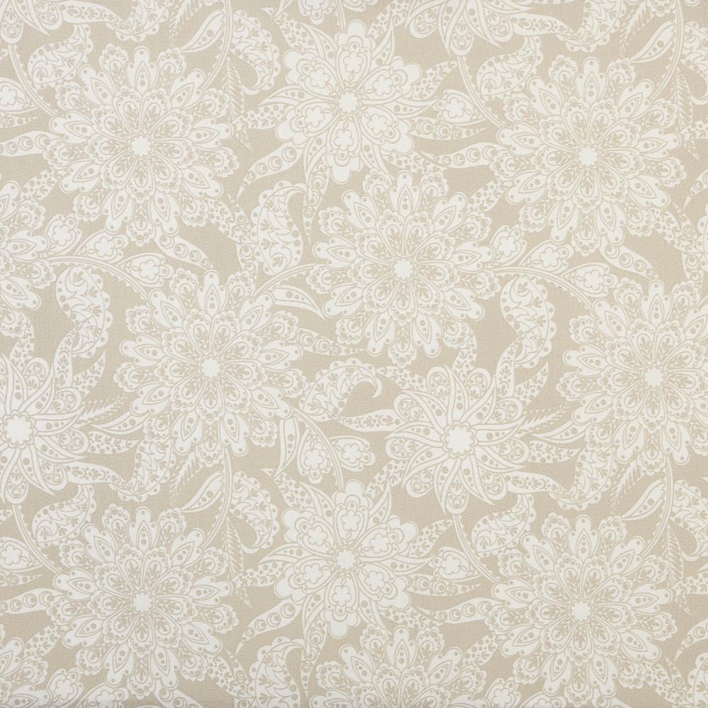 Kt KILOtela - Printed Canvas Fabric, Decoration, Upholstery, Cushions, Curtains, Bedspreads, Bags, Tablecloths, 100 cm Length x 280 cm Width, Indian Flowers, Paris, Beige 1 Metre