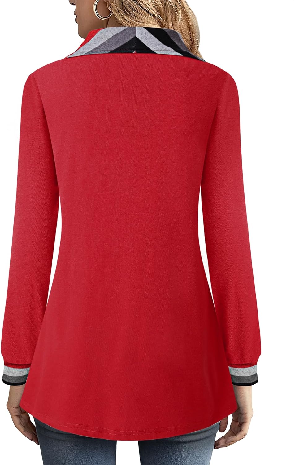 VALOLIA Women's Casual Swing Sweatshirt Long Sleeve Zipper Lapel Fashion Pullover Tunic - Image 4