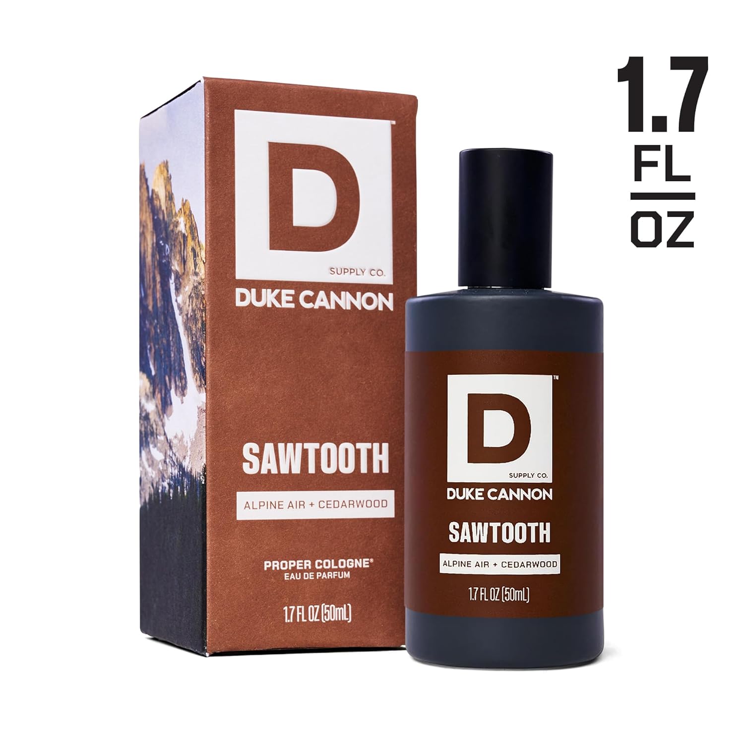 Duke Cannon Proper Cologne Sawtooth | Men's Eau de Parfum | Alpine Air and Cedarwood | Fresh, Woodsy, Long-Lasting Scent | 1.7 fl oz