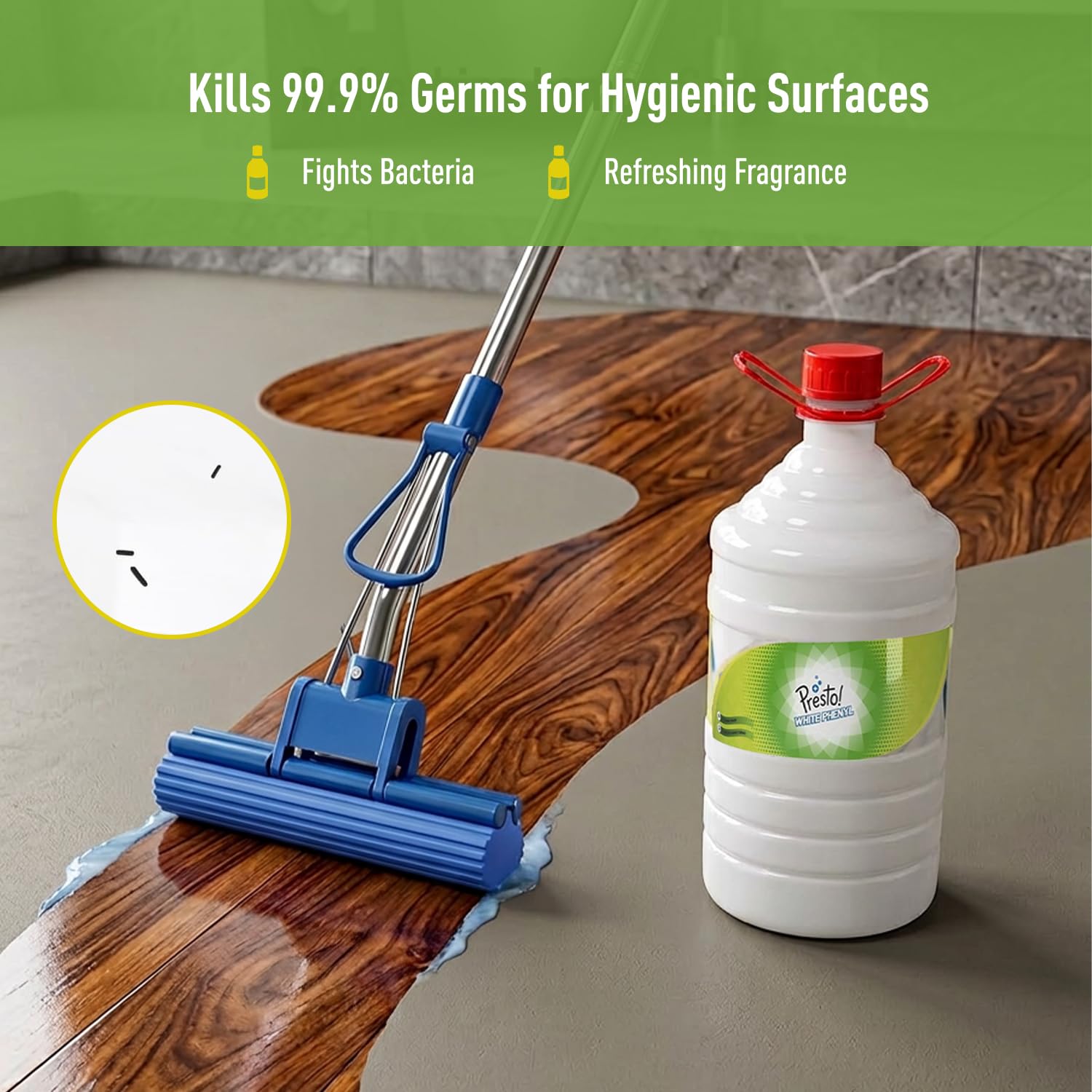 Amazon Brand - Presto! Phenyl Floor Cleaner | 5 Litre | Suitable For Hospitals, Homes, Offices | 10X Cleaning Power | Fights Germs 2