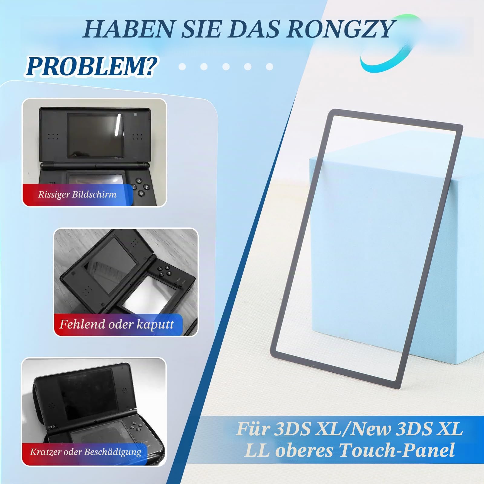 RongZy Oberes Frontglas für Nintendo 3DS XL/New 3DS XL/New 3DS LL Touchscreen Außenlinsen Panel Front Display Austausch mit Werkzeugen (ohne LCD und Touch-Digitizer)