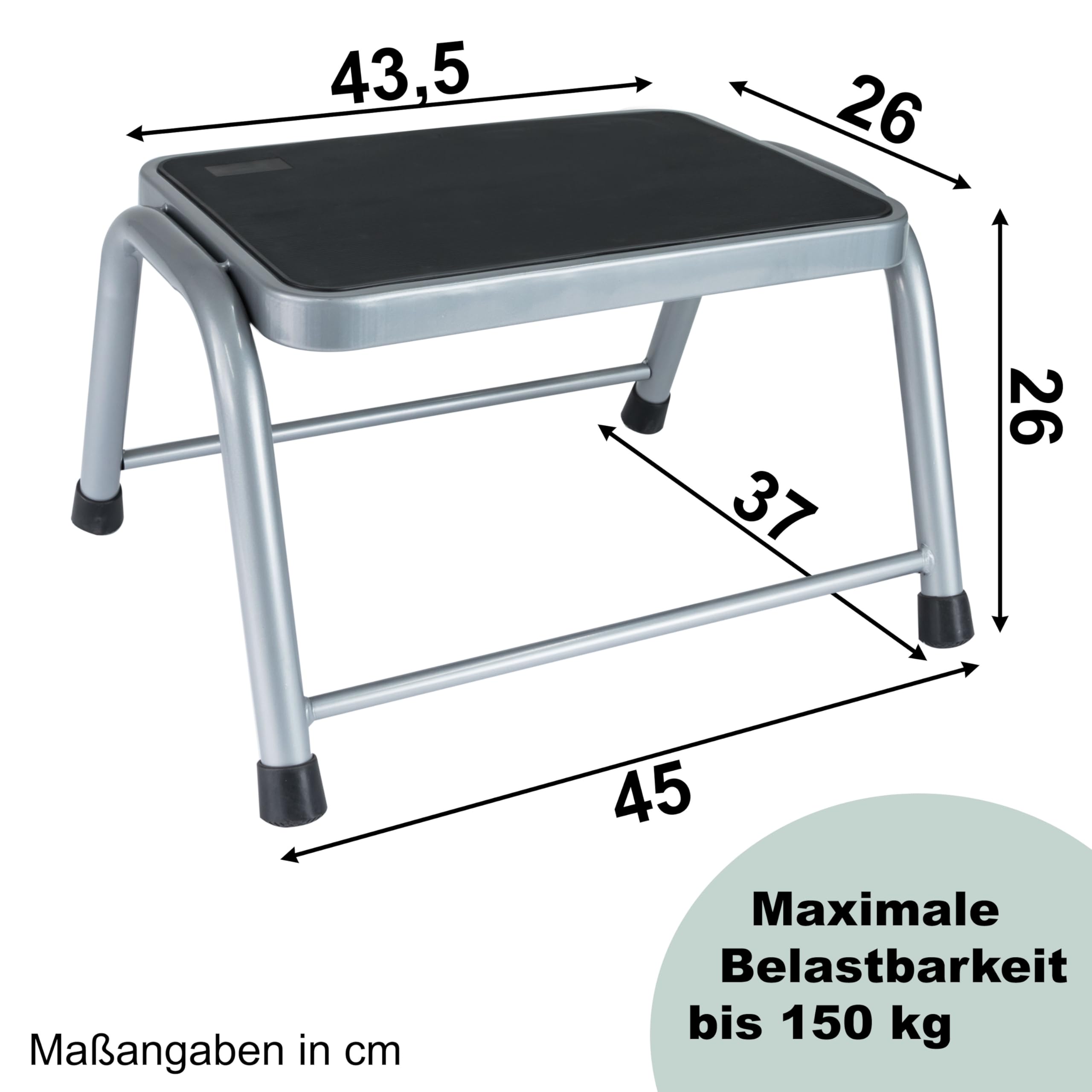 Caravan Trittstufe aus Stahl bis zu 150kg belastbar mit Anti-Rutsch-Trittfläche Einstiegshilfe Wohnwagen Wohnmobil Fußbank Tritt