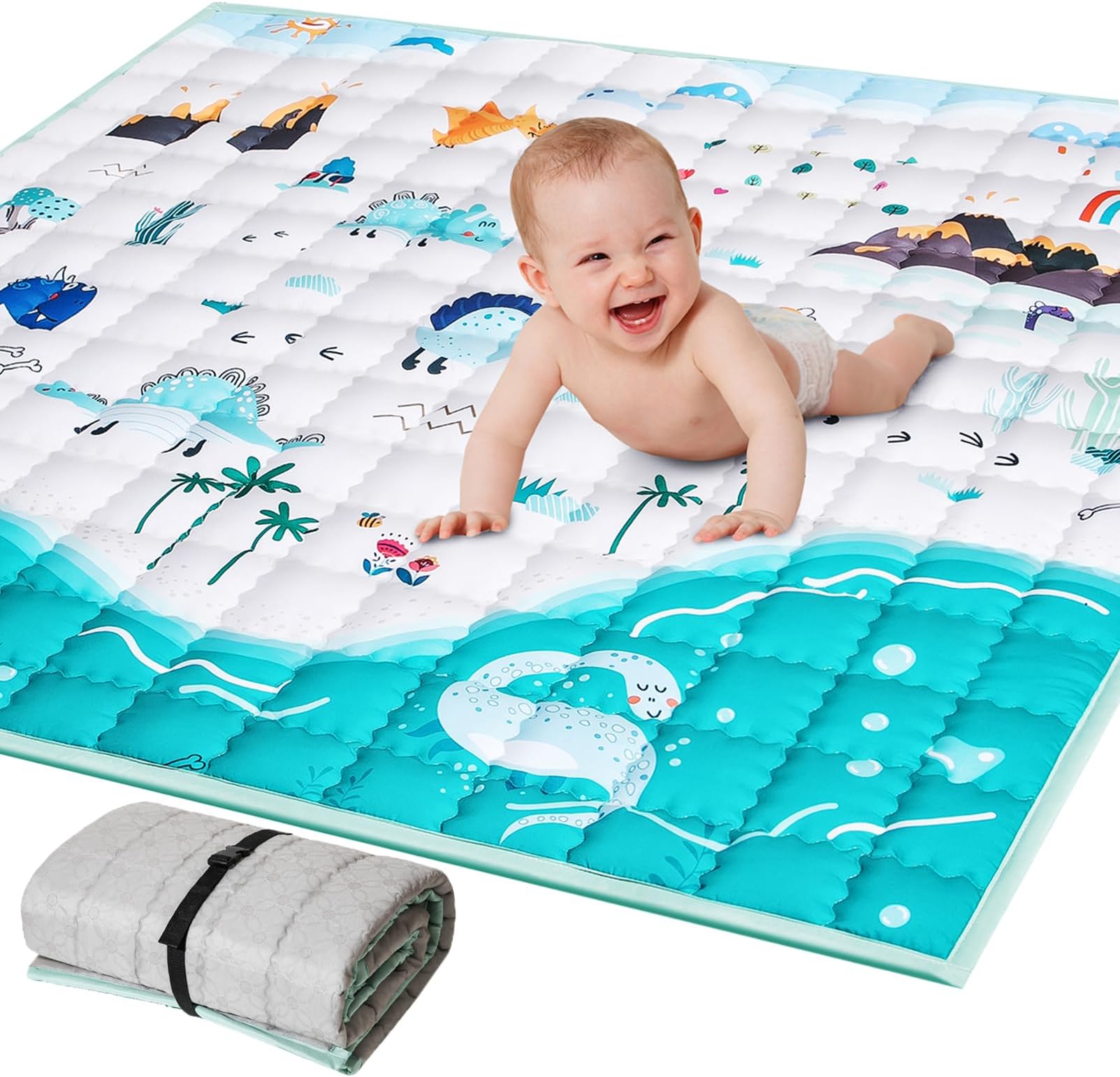 Baby Play Mat 50"x50",Foldable Kids Play Mat for Playpen Washable Crawling Baby