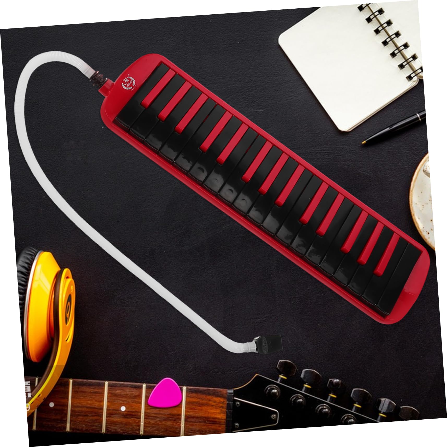 Melodica 32 Tasti Rosso Nero Strumento Musicale per Principianti | Abs e Piastra in Ottone, Bocchino e Tubo Inclusi, Borsa Eva per Trasporto e Custodia