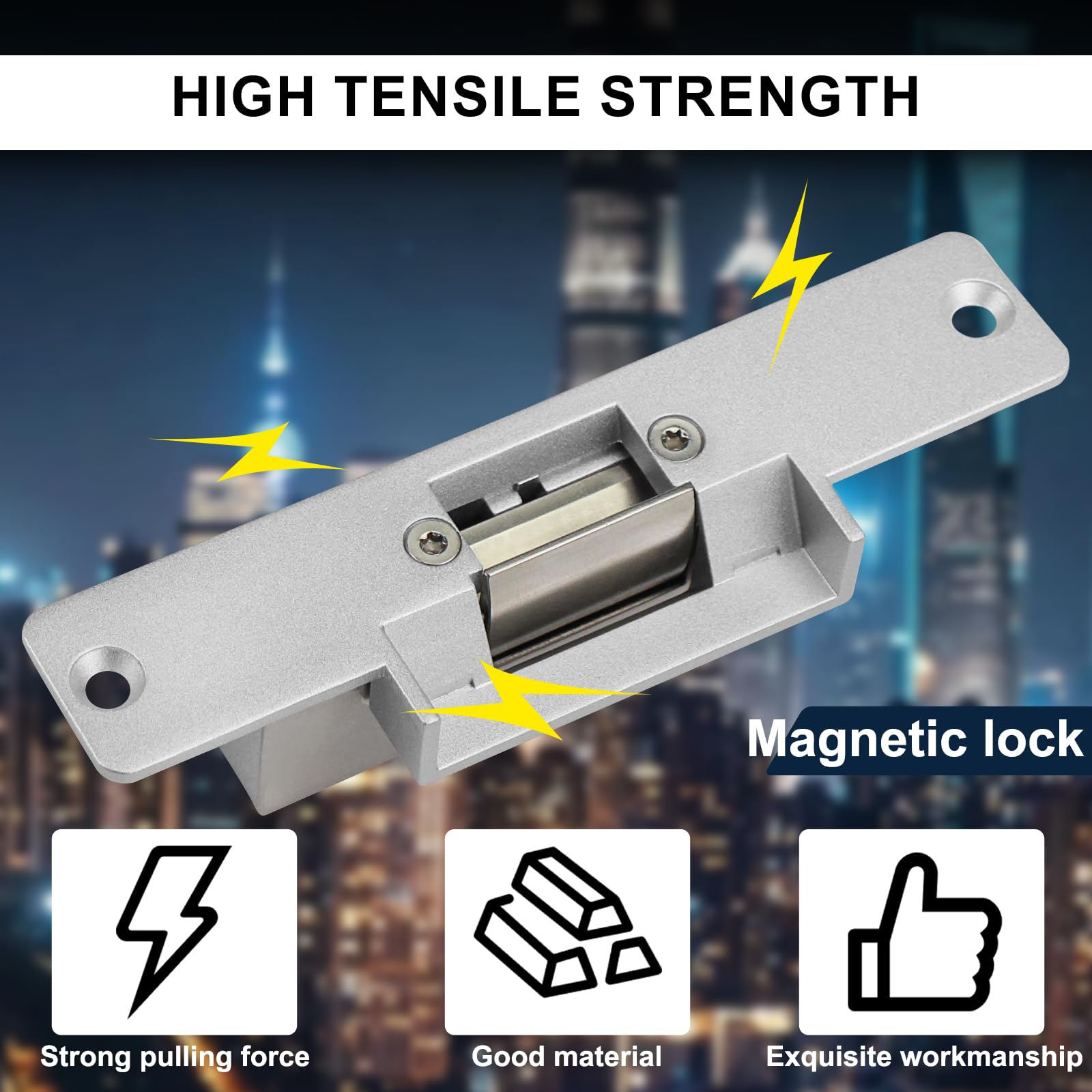 Kit sistema di controllo accessi graffiti WiFi, tastiera RFID impermeabile, serratura elettrica NC, alimentatore 5A, pulsante di uscita a infrarossi, campanello a due fili, 10 portachiavi 13,56 MHz, 2
