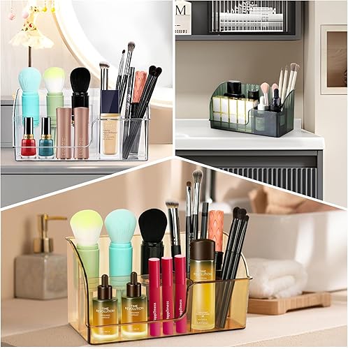 Miniatura 3 de Organizador de brochas de maquillaje, organizador de brochas de maquillaje acrílico con ranuras extraíbles, adecuado para cosméticos y suministros