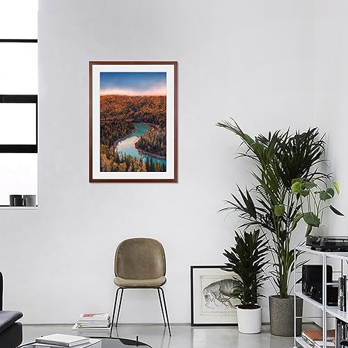 Vista 123 de Marco de 20 x 24 pulgadas, marco de fotos de 20 x 24 pulgadas, con paspartú a 16 x 20 pulgadas, marco de madera maciza, para colgar en la pared