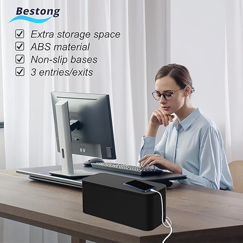 Miniatura 5 de Caja oculta de regleta de alimentación  Caja de almacenamiento de cables para cable de extensión, regletas de alimentación y protector de