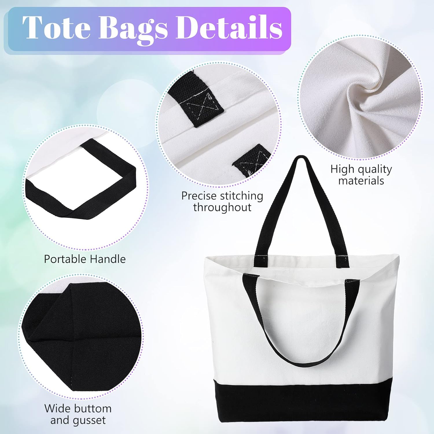 Wesiti 28 Piece Blank Canvas Tote and Makeup Bag Bulk Plain Cotton Tote with Handle Cosmetic Pouch with Zipper Reusable Grocery Bag for DIY Sublimation Embroidery Craft Wedding Christmas Gift