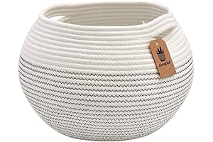 Goodpick 10" Cute Cotton Rope Woven Towel Plant Basket White Decoration