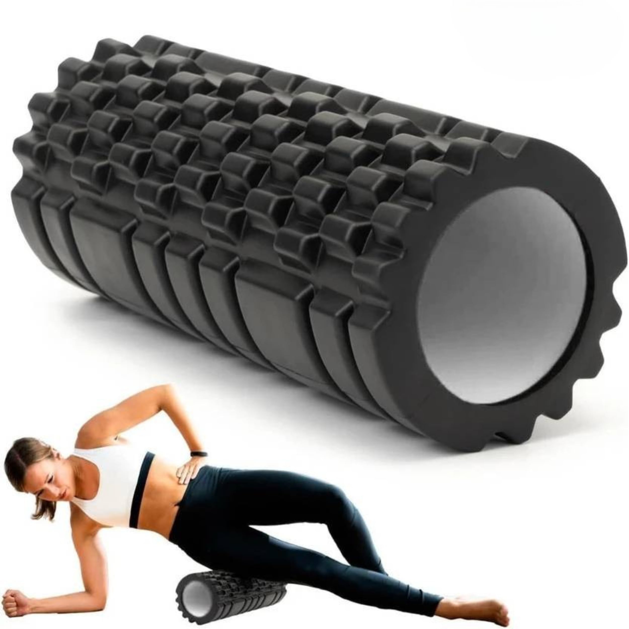 Shopeleven Foam Roller for Workout & Back Stretching [33cm] | High Density Massage Roller for Pain Relief, Yoga, Pilates & Muscle Therapy | Black-picture-24