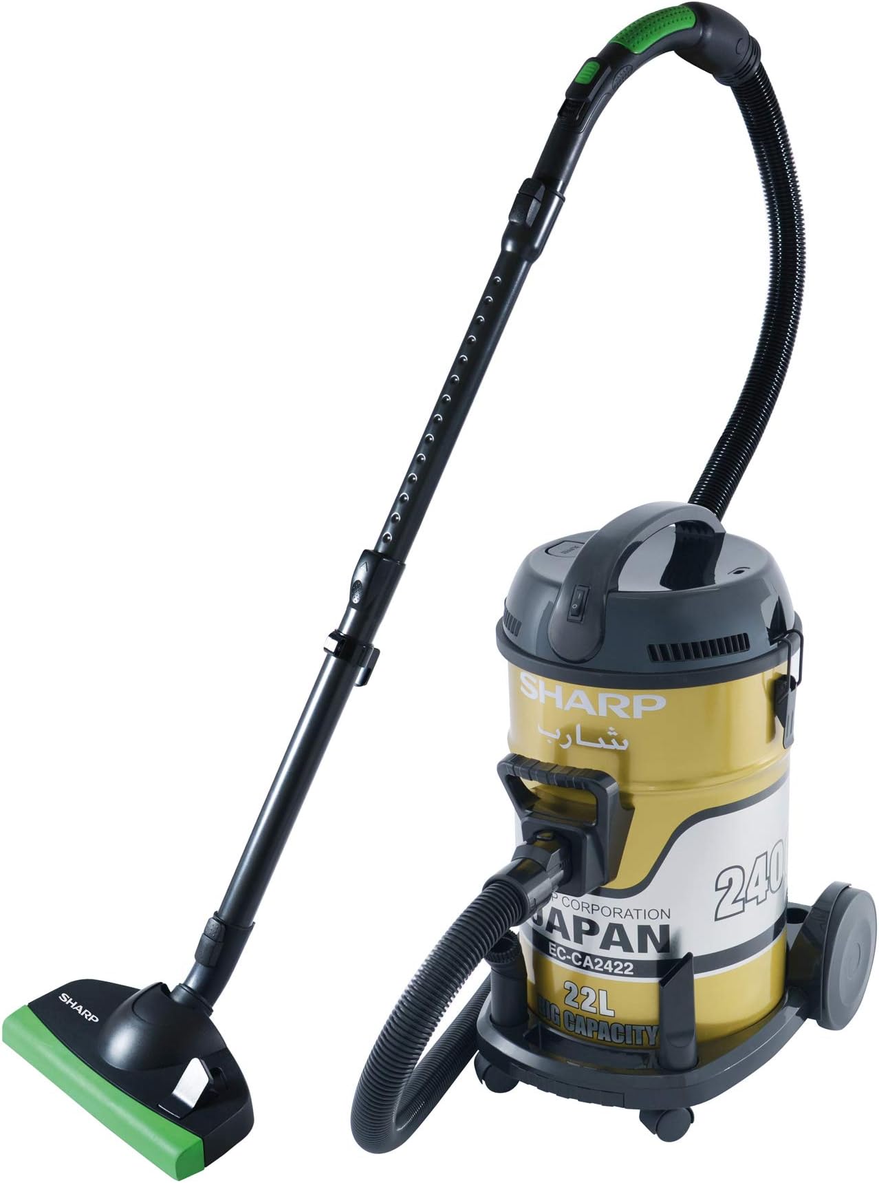 22L 2400W HEAVY DUTY DRUM/BARREL 100% COPPER MOTOR VACUUM CLEANER EC-CA2422-Z GOLD