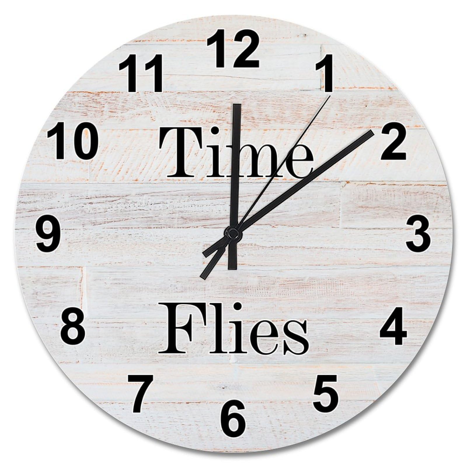 Horloge murale ronde bois blanc silencieuse pour habiller un mur vide