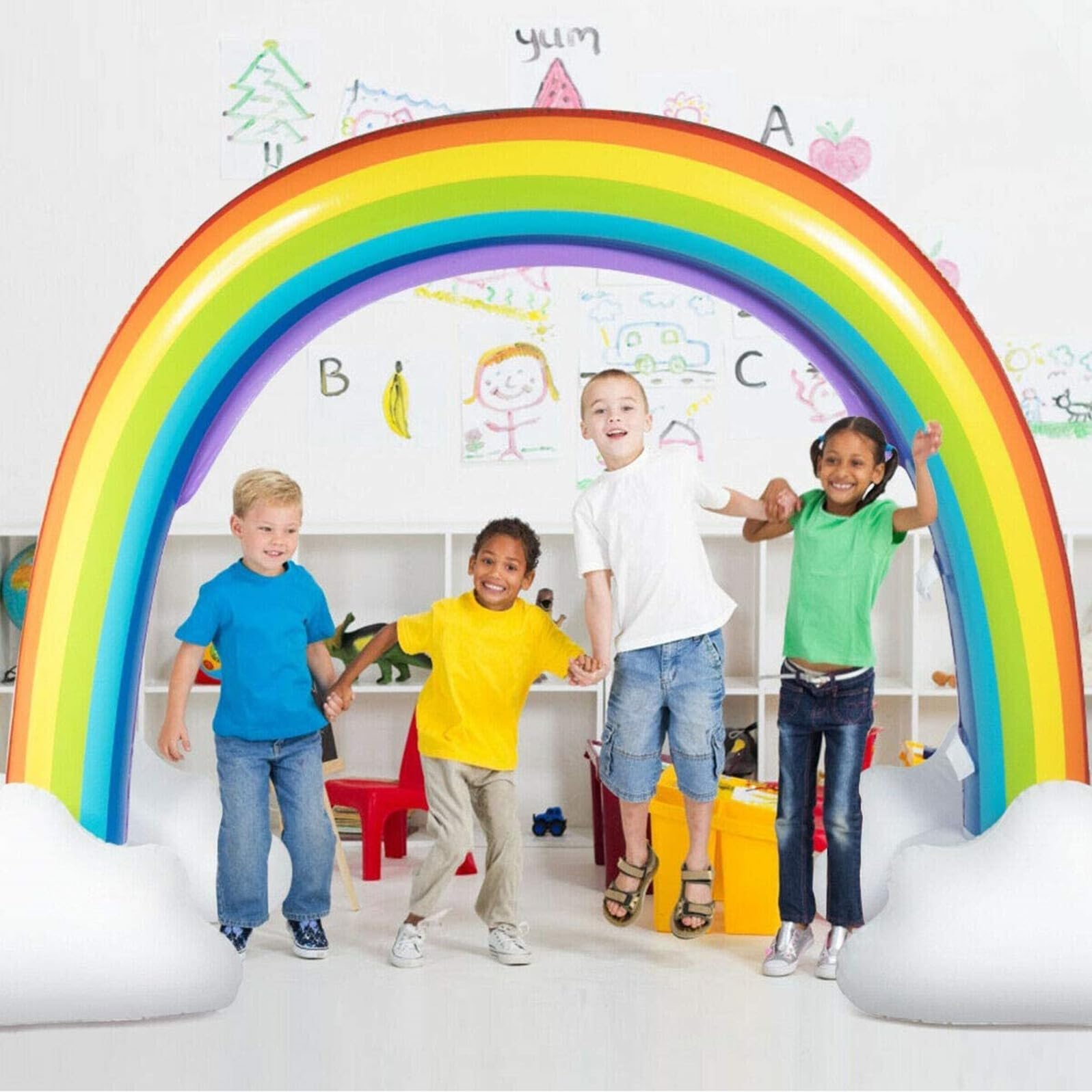 WOONEKY Giocattolo Gonfiabile Spruzzi D'acqua per Ragazzo Ragazza, a Spruzzo Arcobaleno Estivo per Giochi All'aperto, Gioco Acquatico Interattivo Sicuro e Riutilizzabile per Feste