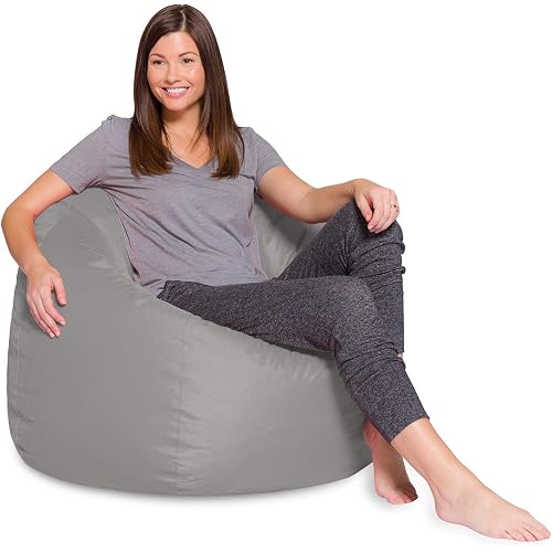 Posh Creations Bean Bag Chair for Kids, Teens, and Adults Includes Removable and Machine Washable Cover, Solid Gray, 48in - X-Large