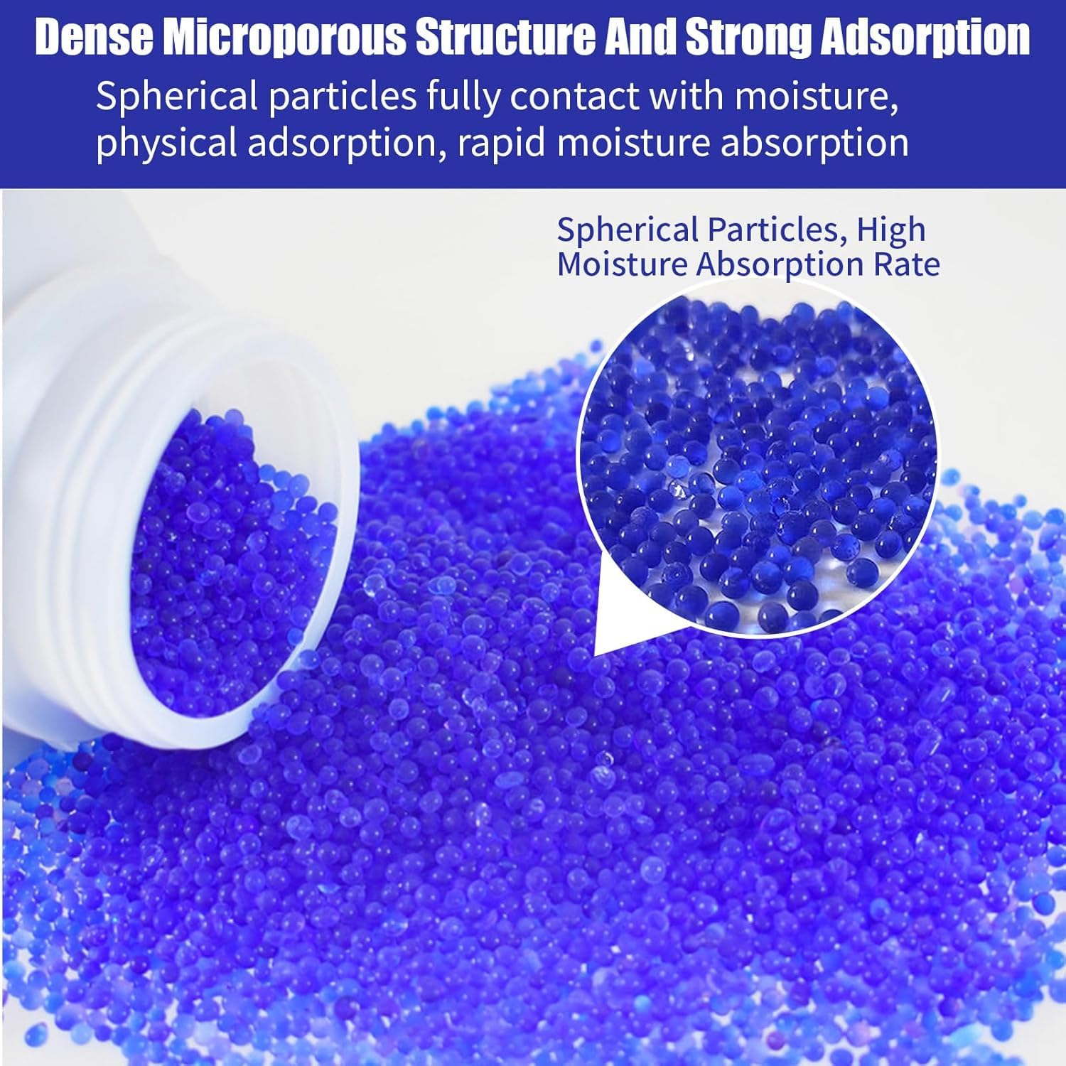 Silica Gel Regenerierbar Trockenmittel 480g Kieselgel Trockenmittelperlen mit Blau Perlen Indikator Effektiv Absorbierend für 3D Filament, Elektronische Geräte, Kamera, Schmuck