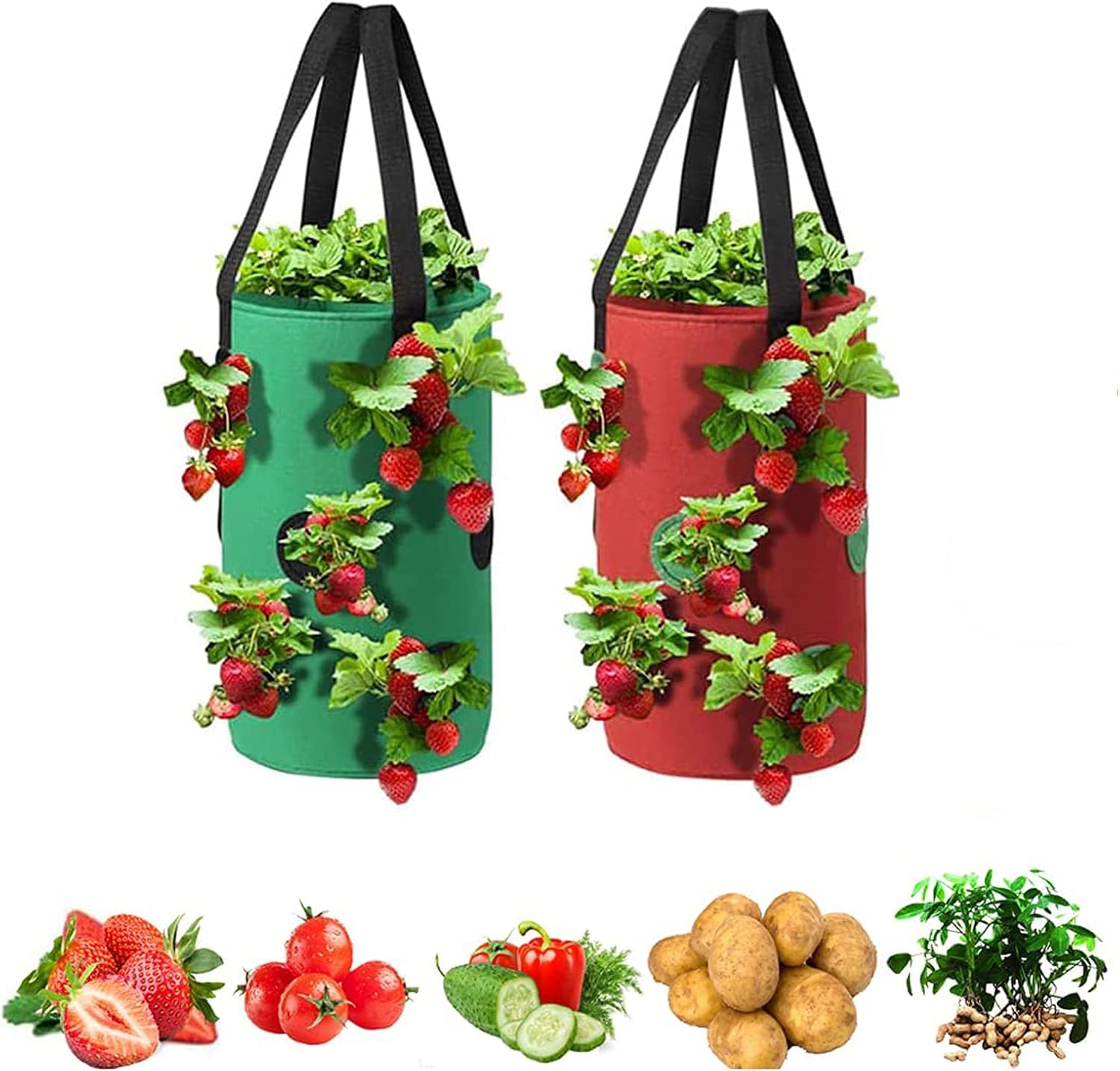 Strawberry Grow Bags 3 Gallon, Luxiv Strawberry Planting Bags with 12 Grow Pouches