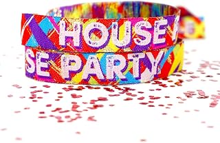 5 pack of HOUSE PARTY Festival Party Wristbands Favours ~ HomeFest Festival Birthday Party Bag Fillers ~ House Party Wristbands ~ Lockdown Party