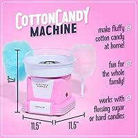 Vista 2 de Nostalgia - Máquina de algodón de azúcar retro para niños con 2 conos reutilizables, 1 cuchara para azúcar y 1 cabeza extractora – Rosa