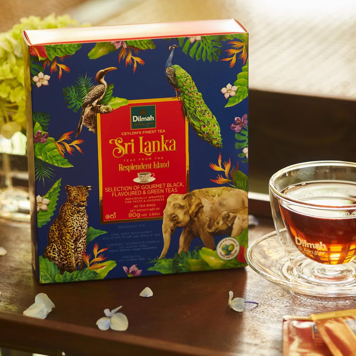 Cofanetto Tè Dilmah Resplendent Island – Selezione di 4 Tè di Ceylon d’Alta Quota – 40 Bustine – Breakfast, Earl Grey al Miele, Curcuma Cocco Vaniglia, Tè Verde