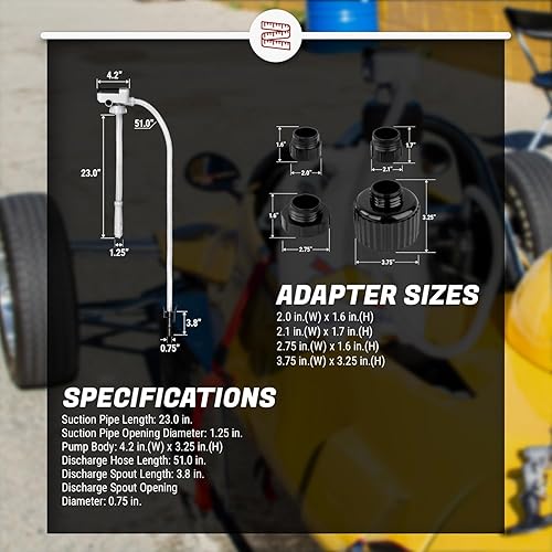 Miniatura 6 de Bomba de lata de 8.7 litrosmin con batería de descarga extendida + sensor de parada automática (4 adaptadores para latas de gasolina) para